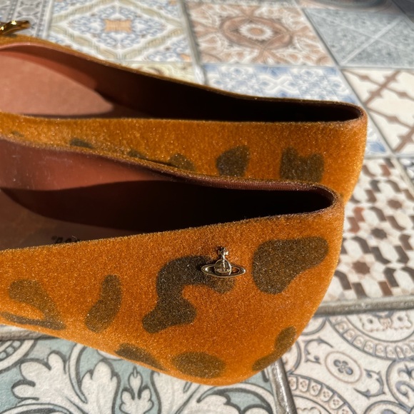 Melissa Vivienne Westwood Anglomania velvet leopard print buckle slip on flats - Picture 3 of 13